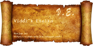 Vidák Etelka névjegykártya